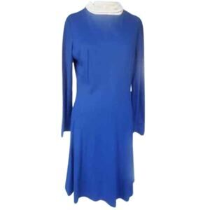 Vintage 70s Blue Mini Long Sleeve Dress Size 12